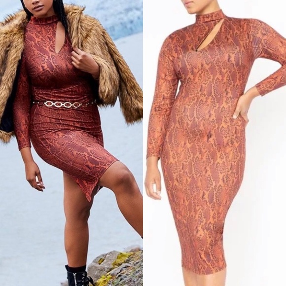 Eloquii snake print cut out bodycon midi dress‎ size 18 - Picture 1 of 8